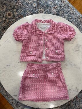 Janie and Jack Pink Tweed Jacket and Skirt Set